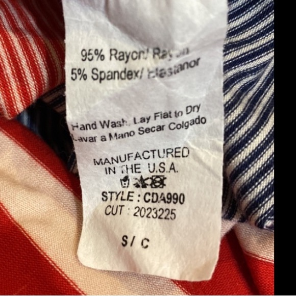 Chris & Carol Striped Red White Navy Short Sleeve Casual Long Maxi Dress Size S - Picture 9 of 10